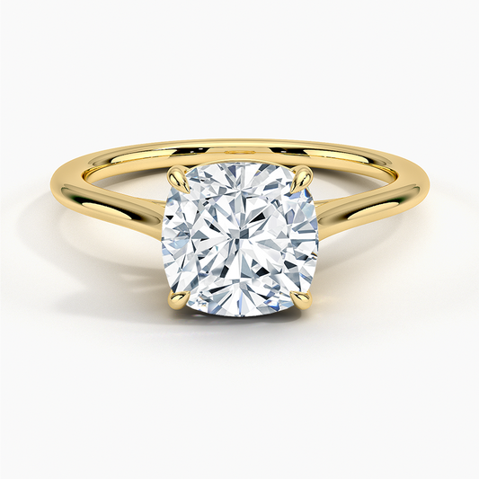 Petite 4-Prong Cushion Cut Solitaire Moissanite Engagement Ring