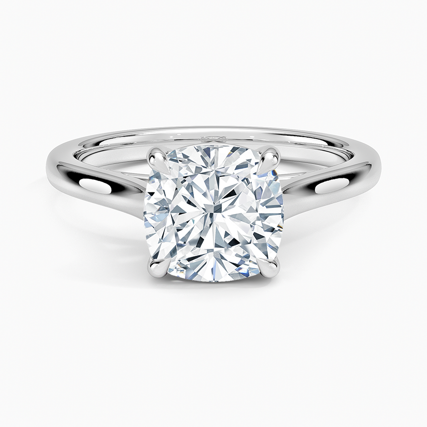 Petite 4-Prong Cushion Cut Solitaire Moissanite Engagement Ring