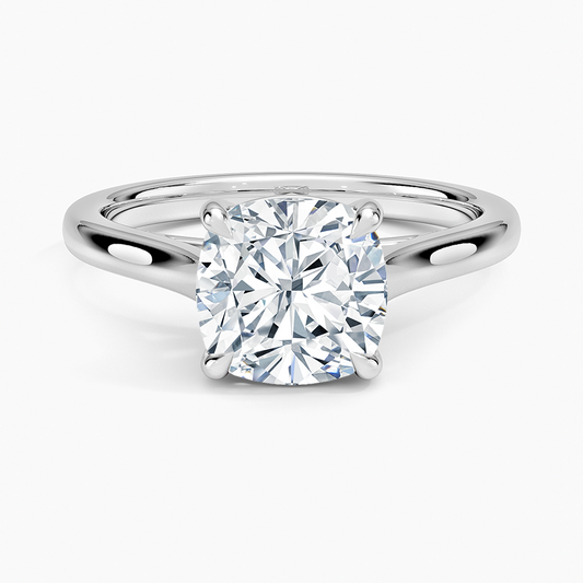 Petite 4-Prong Cushion Cut Solitaire Moissanite Engagement Ring