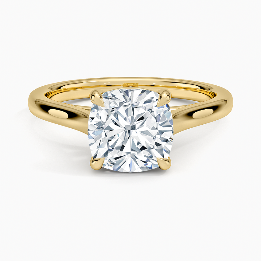 Petite 4-Prong Cushion Cut Solitaire Moissanite Engagement Ring