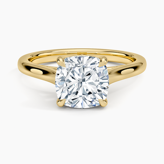 Petite 4-Prong Cushion Cut Solitaire Moissanite Engagement Ring
