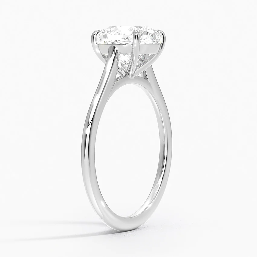 Petite 4-Prong Cushion Cut Solitaire Moissanite Engagement Ring