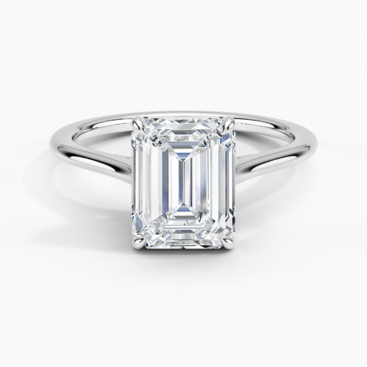 Petite 4-Prong Emerald Cut Solitaire Moissanite Engagement Ring