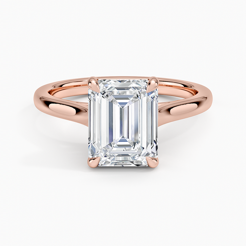 Petite 4-Prong Emerald Cut Solitaire Moissanite Engagement Ring