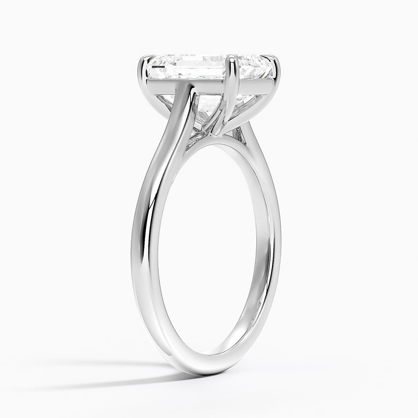 Petite 4-Prong Emerald Cut Solitaire Moissanite Engagement Ring