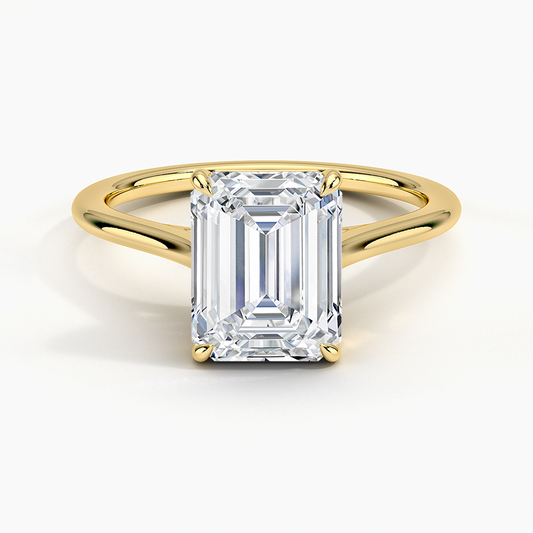 Petite 4-Prong Emerald Cut Solitaire Moissanite Engagement Ring