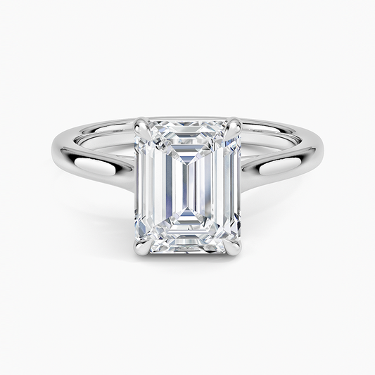 Petite 4-Prong Emerald Cut Solitaire Moissanite Engagement Ring