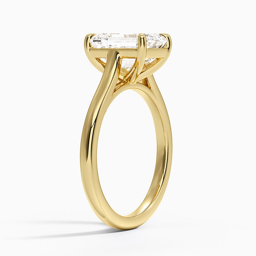 Petite 4-Prong Emerald Cut Solitaire Moissanite Engagement Ring