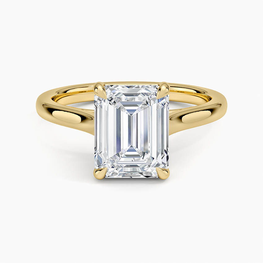 Petite 4-Prong Emerald Cut Solitaire Moissanite Engagement Ring