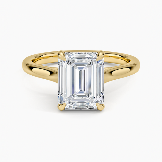 Petite 4-Prong Emerald Cut Solitaire Moissanite Engagement Ring