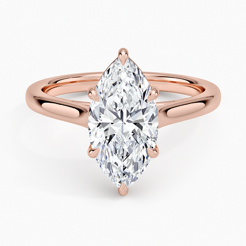 Petite 4-Prong Marquise Cut Solitaire Moissanite Engagement Ring