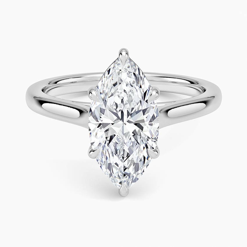Petite 4-Prong Marquise Cut Solitaire Moissanite Engagement Ring
