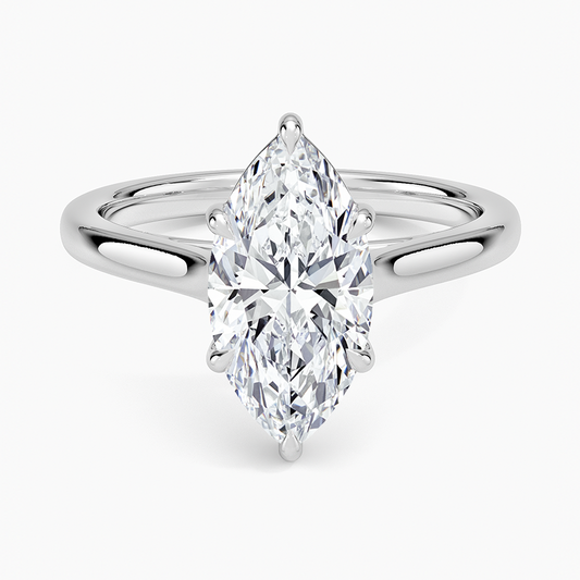 Petite 4-Prong Marquise Cut Solitaire Moissanite Engagement Ring