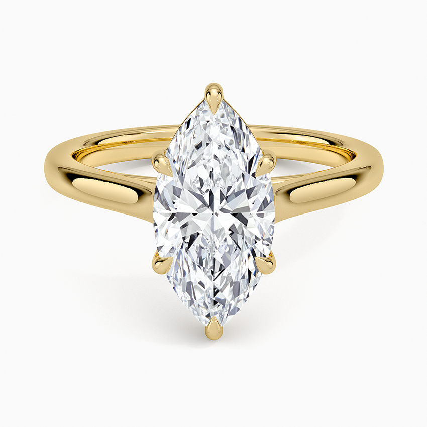 Petite 4-Prong Marquise Cut Solitaire Moissanite Engagement Ring