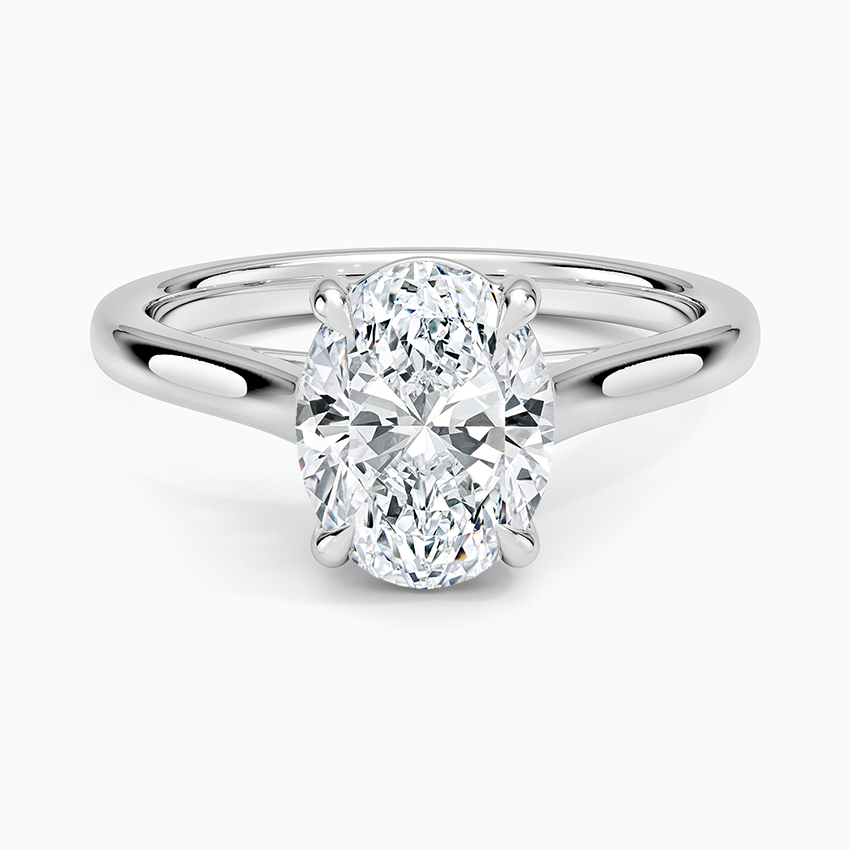 Petite 4-Prong Oval Cut Solitaire Moissanite Engagement Ring