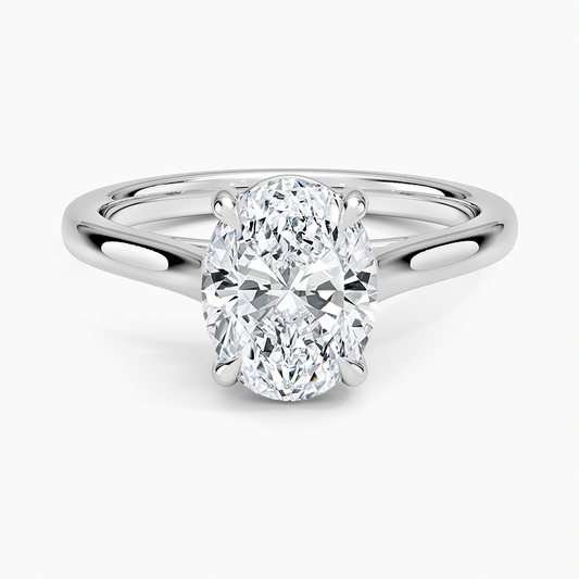 Petite 4-Prong Oval Cut Solitaire Moissanite Engagement Ring