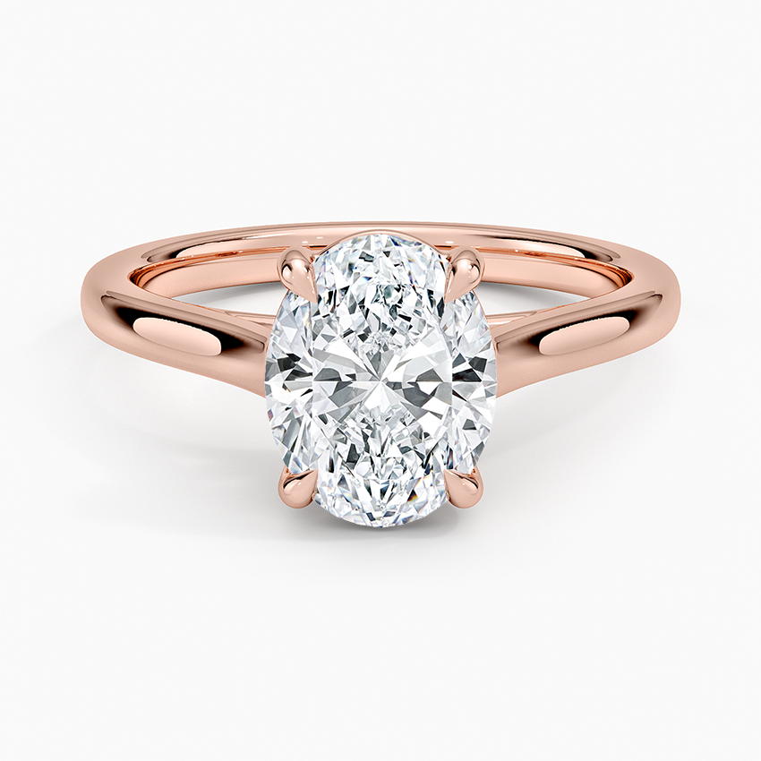 Petite 4-Prong Oval Cut Solitaire Moissanite Engagement Ring