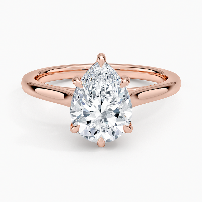 Petite 4-Prong Pear Cut Solitaire Moissanite Engagement Ring