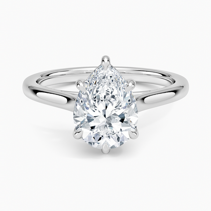 0.5CT Petite 4-Prong Pear Cut Solitaire Moissanite Engagement Ring