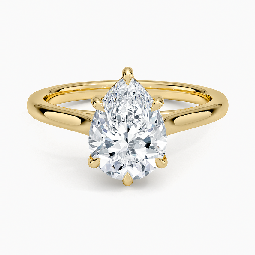 Petite 4-Prong Pear Cut Solitaire Moissanite Engagement Ring