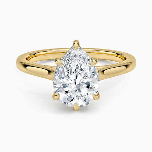 Petite 4-Prong Pear Cut Solitaire Moissanite Engagement Ring