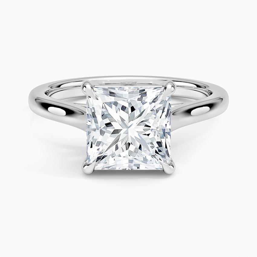 Petite 4-Prong Princess Cut Solitaire Moissanite Engagement Ring