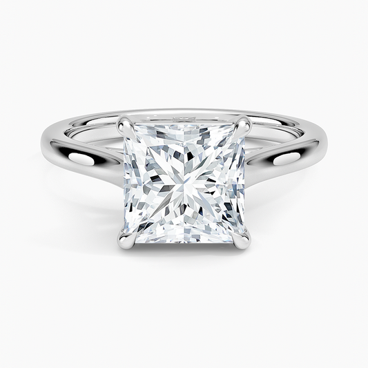 Petite 4-Prong Princess Cut Solitaire Moissanite Engagement Ring