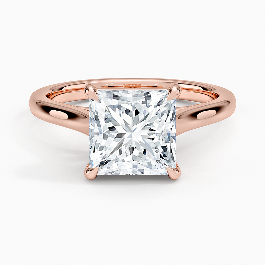 Petite 4-Prong Princess Cut Solitaire Moissanite Engagement Ring