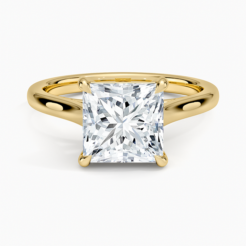 Petite 4-Prong Princess Cut Solitaire Moissanite Engagement Ring