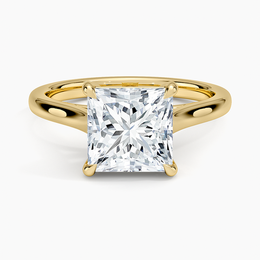 Petite 4-Prong Princess Cut Solitaire Moissanite Engagement Ring