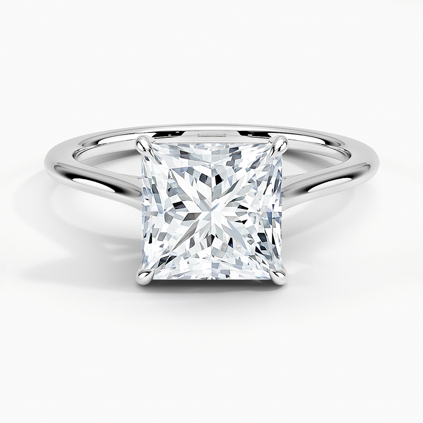 Petite 4-Prong Princess Cut Solitaire Moissanite Engagement Ring