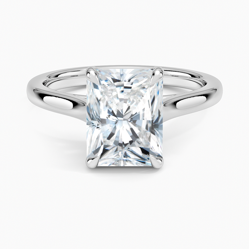 Petite 4-Prong Radiant Cut Solitaire Moissanite Engagement Ring