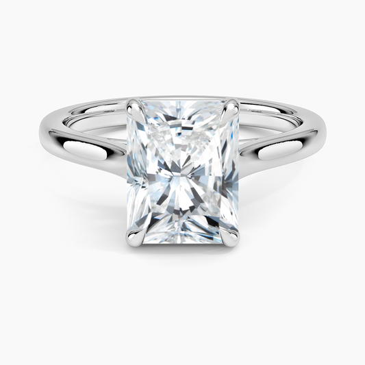 Petite 4-Prong Radiant Cut Solitaire Moissanite Engagement Ring