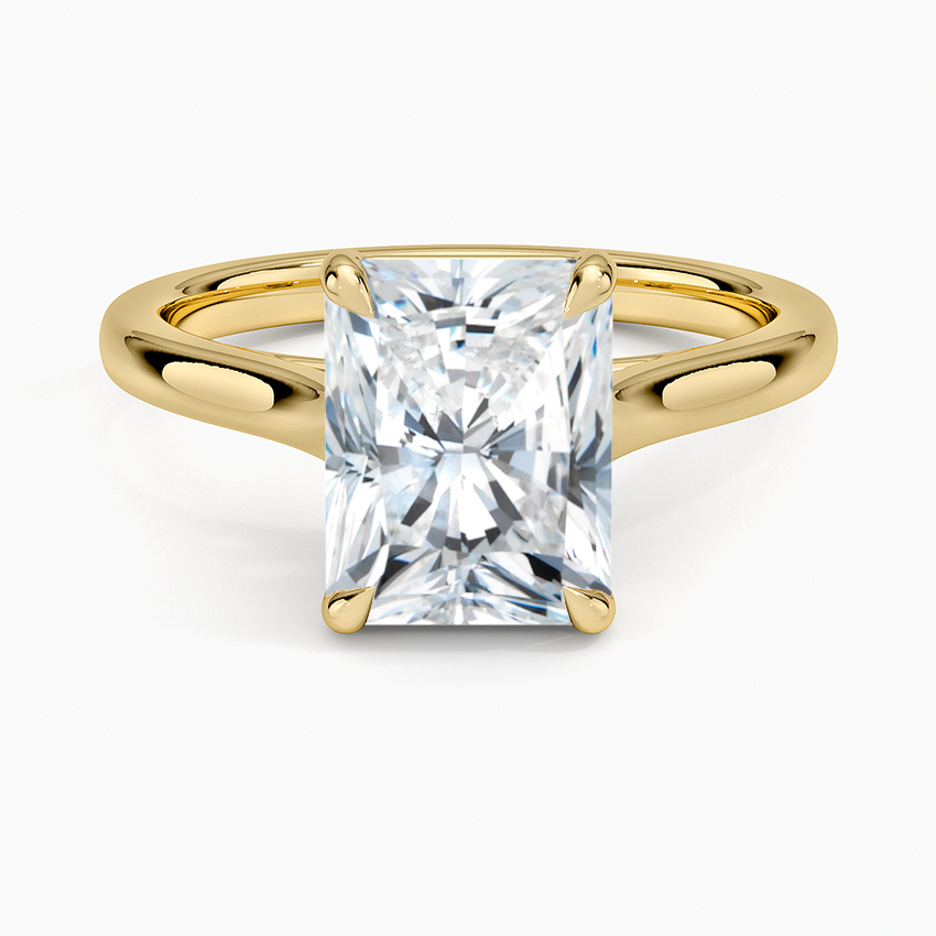 Petite 4-Prong Radiant Cut Solitaire Moissanite Engagement Ring