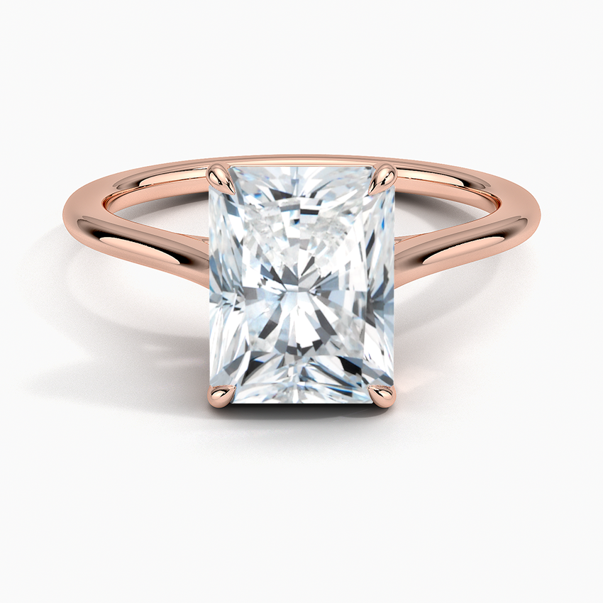 Petite 4-Prong Radiant Cut Solitaire Moissanite Engagement Ring
