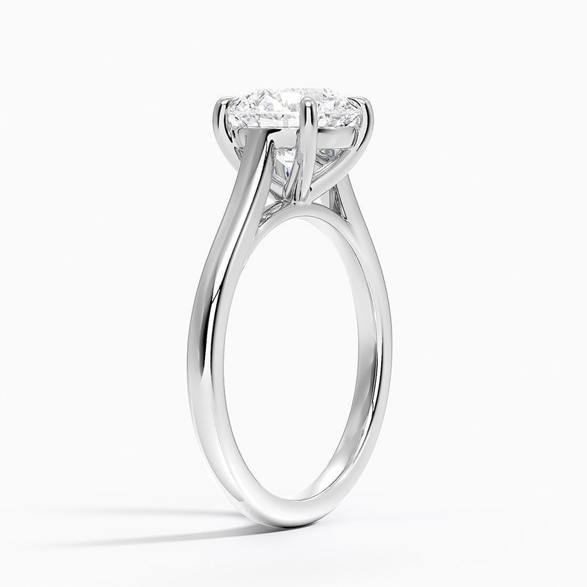 Petite 4-Prong Round Cut Solitaire Moissanite Engagement Ring