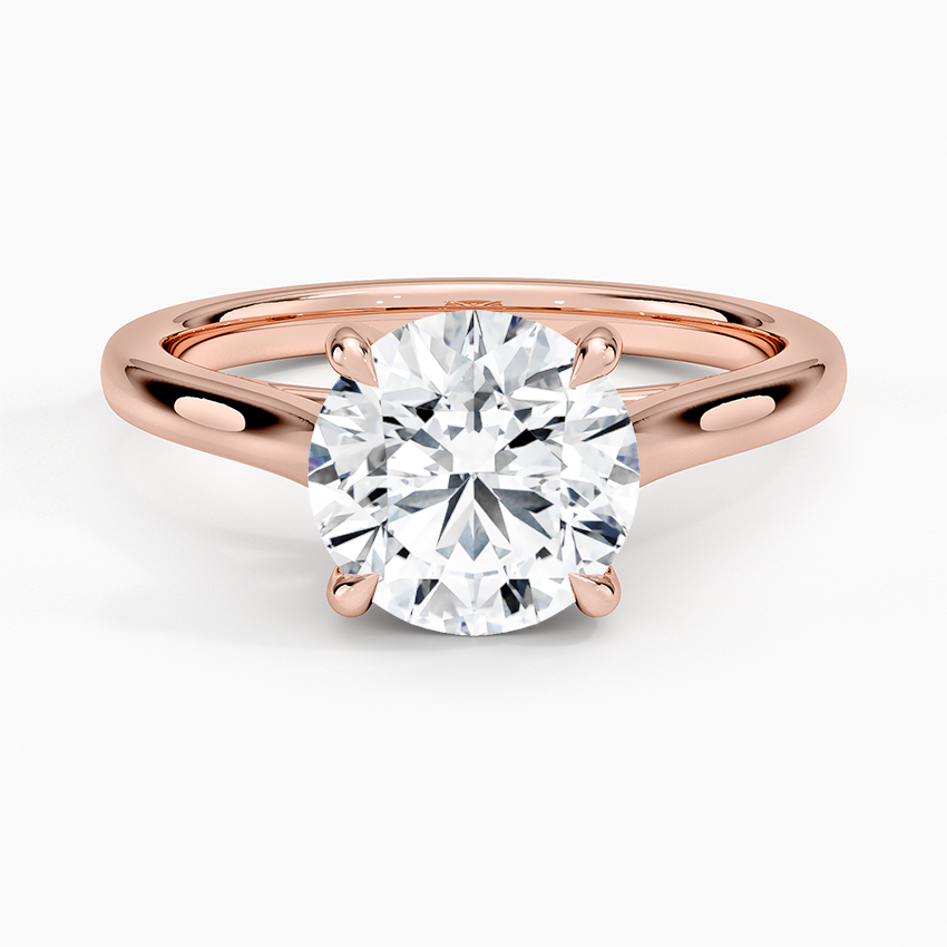 Petite 4-Prong Round Cut Solitaire Moissanite Engagement Ring