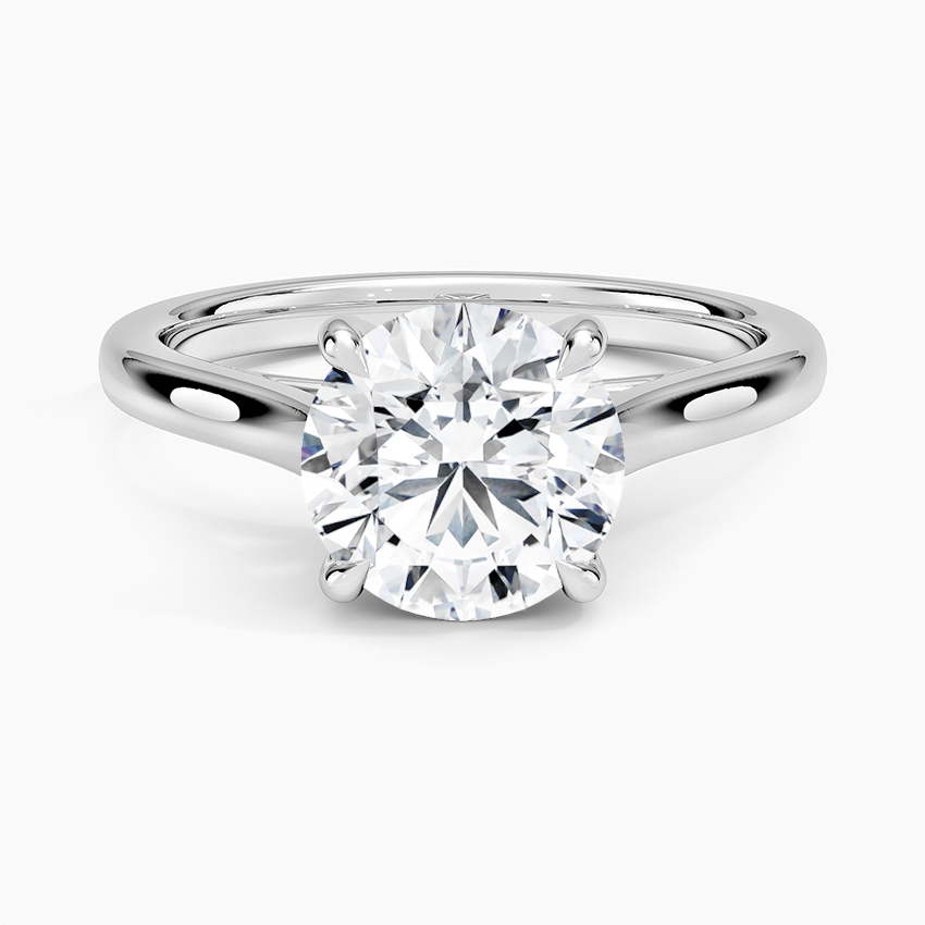 Petite 4-Prong Round Cut Solitaire Moissanite Engagement Ring