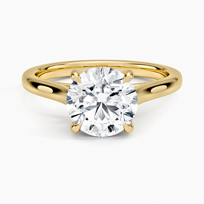 Petite 4-Prong Round Cut Solitaire Moissanite Engagement Ring