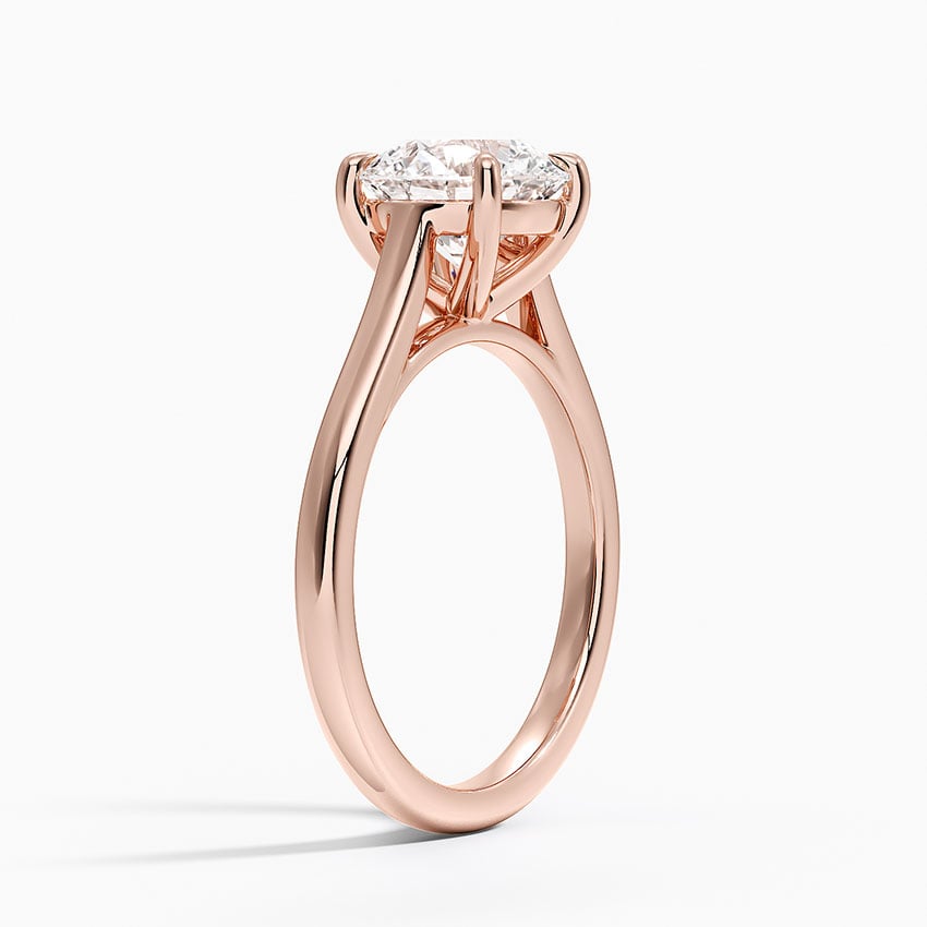 Petite 4-Prong Round Cut Solitaire Moissanite Engagement Ring