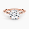 Load image into Gallery viewer, Petite 4-Prong Solitaire Round with Hidden Halo Moissanite Engagement Ring
