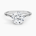 Load image into Gallery viewer, Petite 4-Prong Solitaire Round with Hidden Halo Moissanite Engagement Ring
