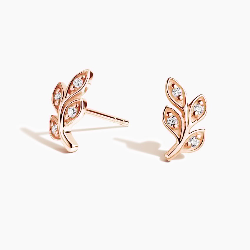 Petite Leaf Diamond Studs