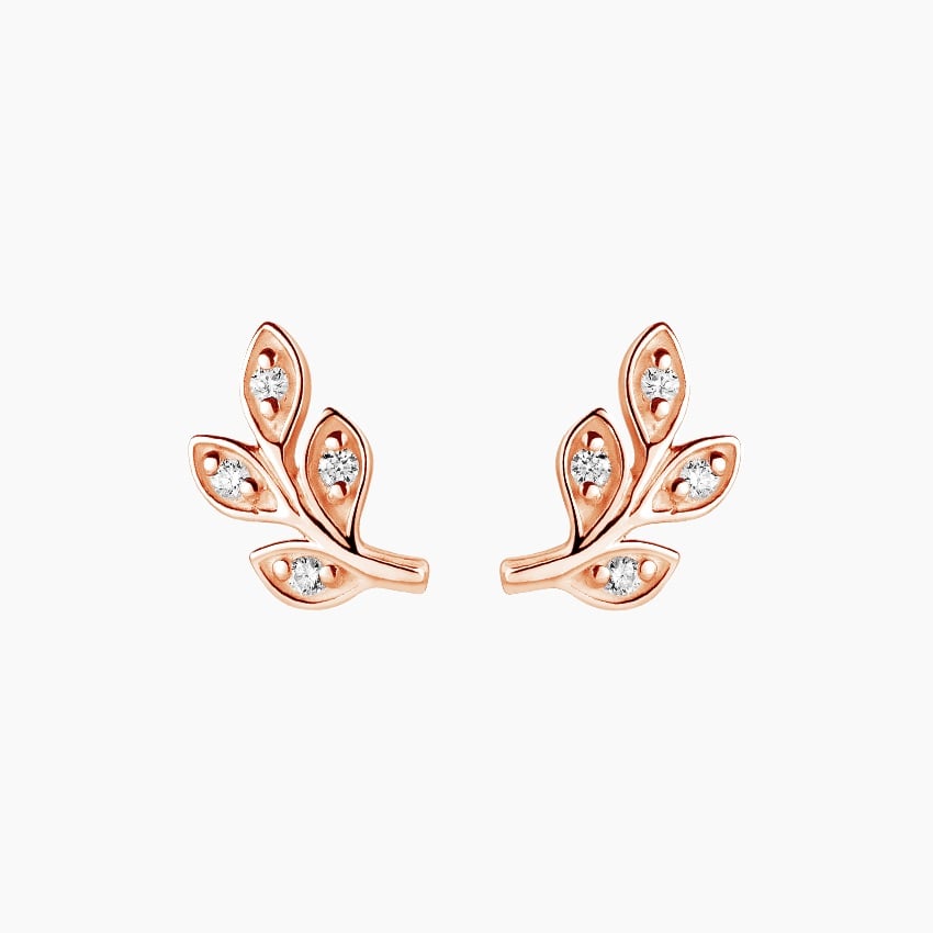 Petite Leaf Diamond Studs
