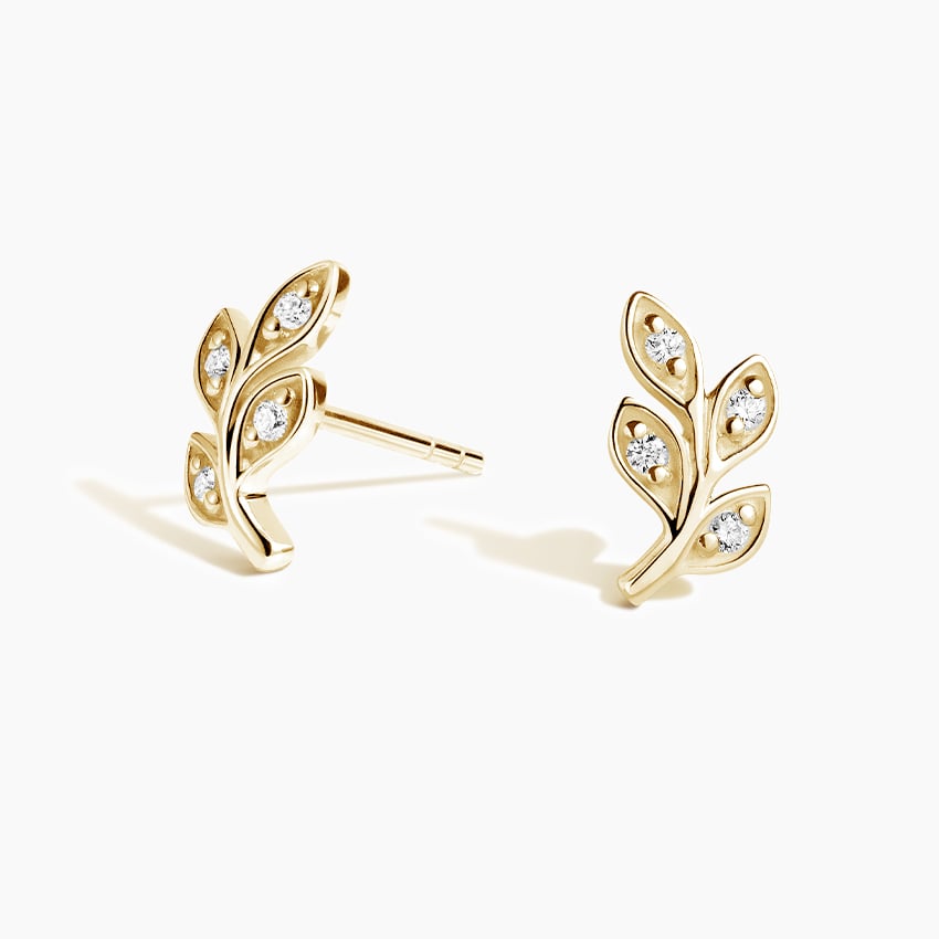 Petite Leaf Diamond Studs