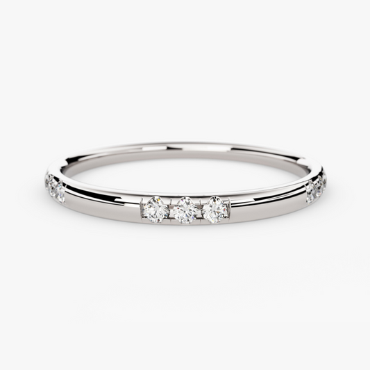 Sterling Silver Petite Nine-Stone Moissanite Wedding Band
