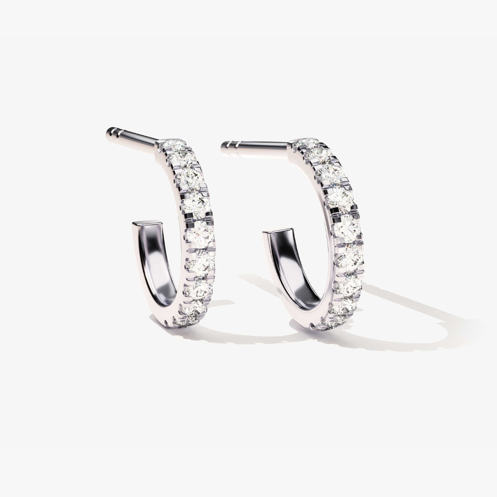 Petite Open J Hoop Lab Grown Diamond Earrings