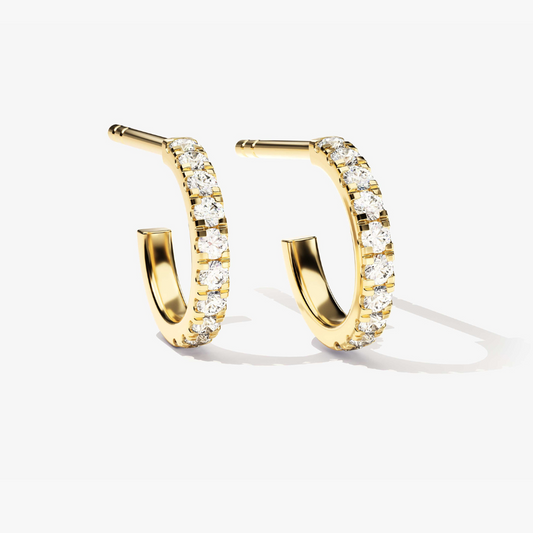 Petite Open J Hoop Lab Grown Diamond Earrings