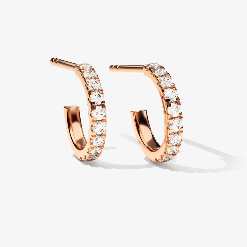 Petite Open J Hoop Lab Grown Diamond Earrings