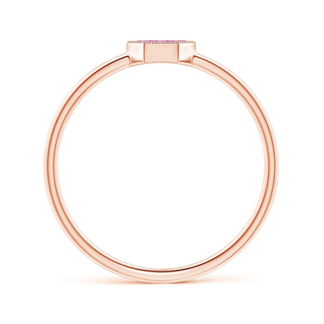 Lab Pink Sapphire Hexagon Cluster Promise Ring with Milgrain Design – 1.6 mm